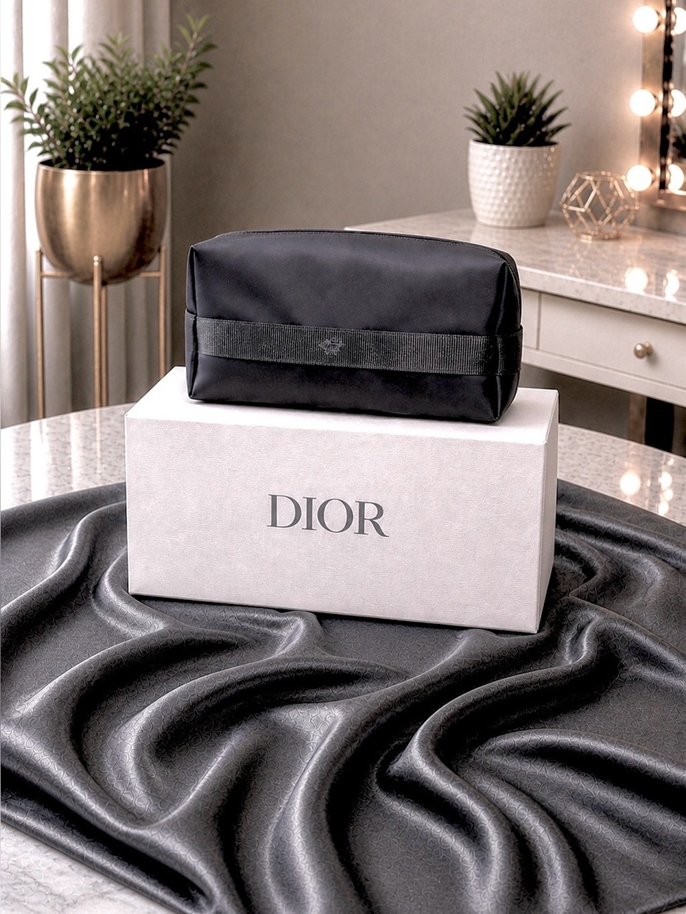 Christian Dior Beauté black cosmetic/toiletry pouch